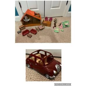 Calico Critters Cabin with car and furniture